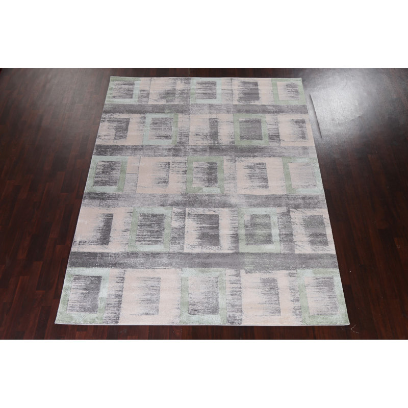 Tapis oriental gris à motif géométrique transitionnel 2X3, Rectangle 7 pi 10 po x 9 pi 10 po