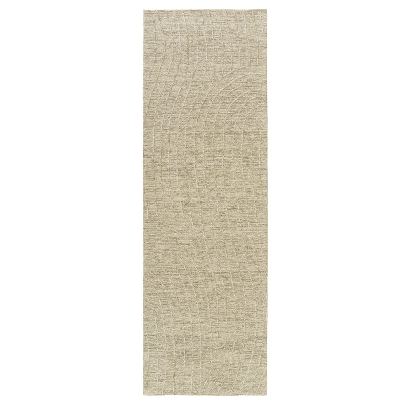 Tapis d'intérieur décontracté en laine naturelle fait à la main, Tapis de couloir 2 pi 6 po x 8 pi
