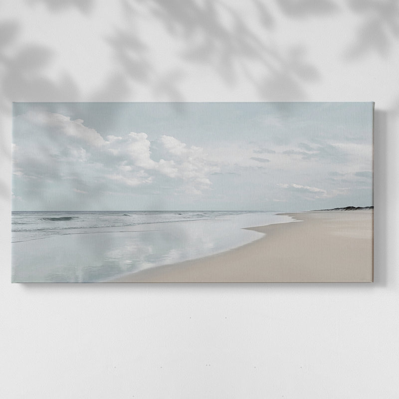 Toile de mer sur le rivage - toile tendue avec châssis - prête à être accrochée, H 16 po x l 32 po