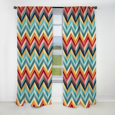 Motif à chevrons architectural I - Chevron - Rideau occultant en velours - 1 panneau