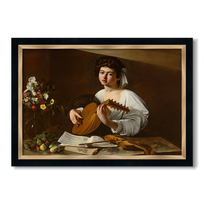 Le joueur de luth (version Hermitage), v. 1596-Caravage - Toile avec cadre sur mesure