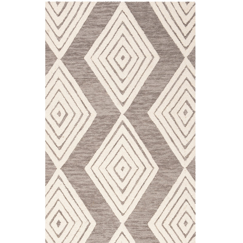 Debron Hand Tufted Wool Geometric Rug, Runner 2'3" x 8'
