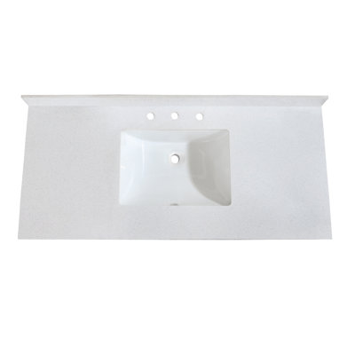 60'' Quartz Single Bathroom Vanity Top in White with Sink