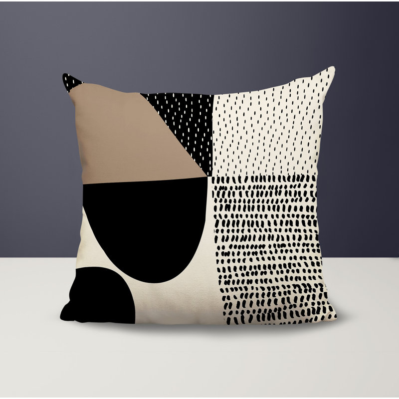 Coussin carré intérieur / extérieur pia, H 15 po x l 15 po, Beige / noir / blanc cassé