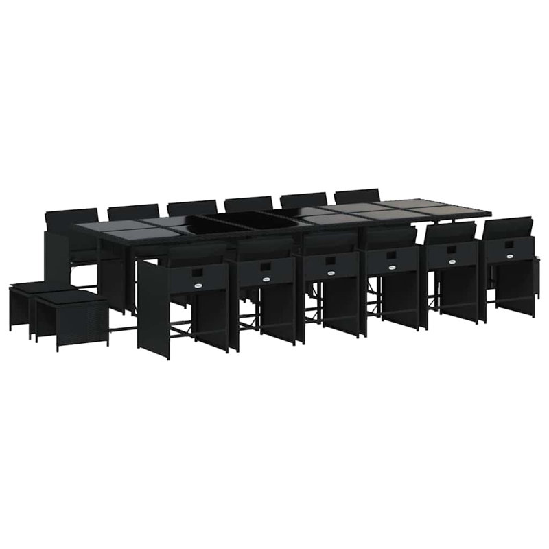 Patio Dining Set with, Black, Black
