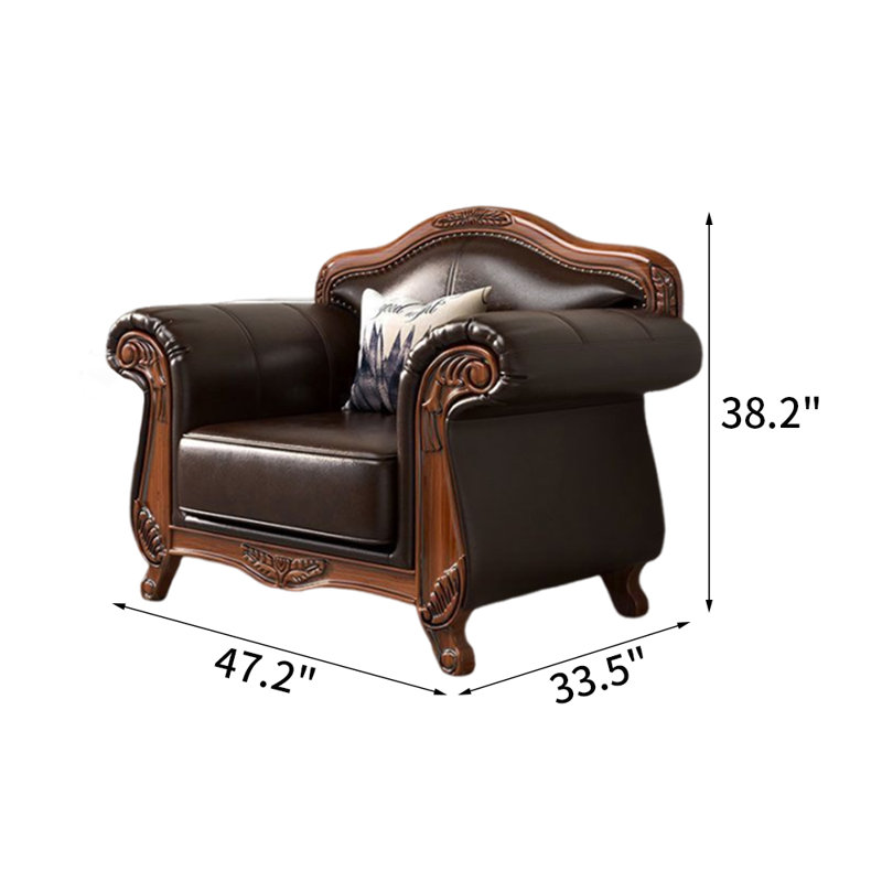 Fauteuil en cuir véritable de 47,2 po de largeur Basse