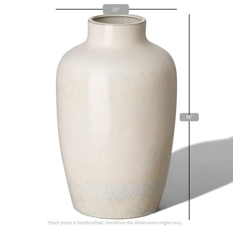 Vase de table en céramique Shay, Blanc lune