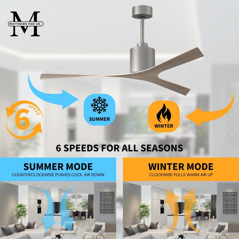 Molly 56" Ceiling Fan, Brushed Nickel, Gray Ash Tone