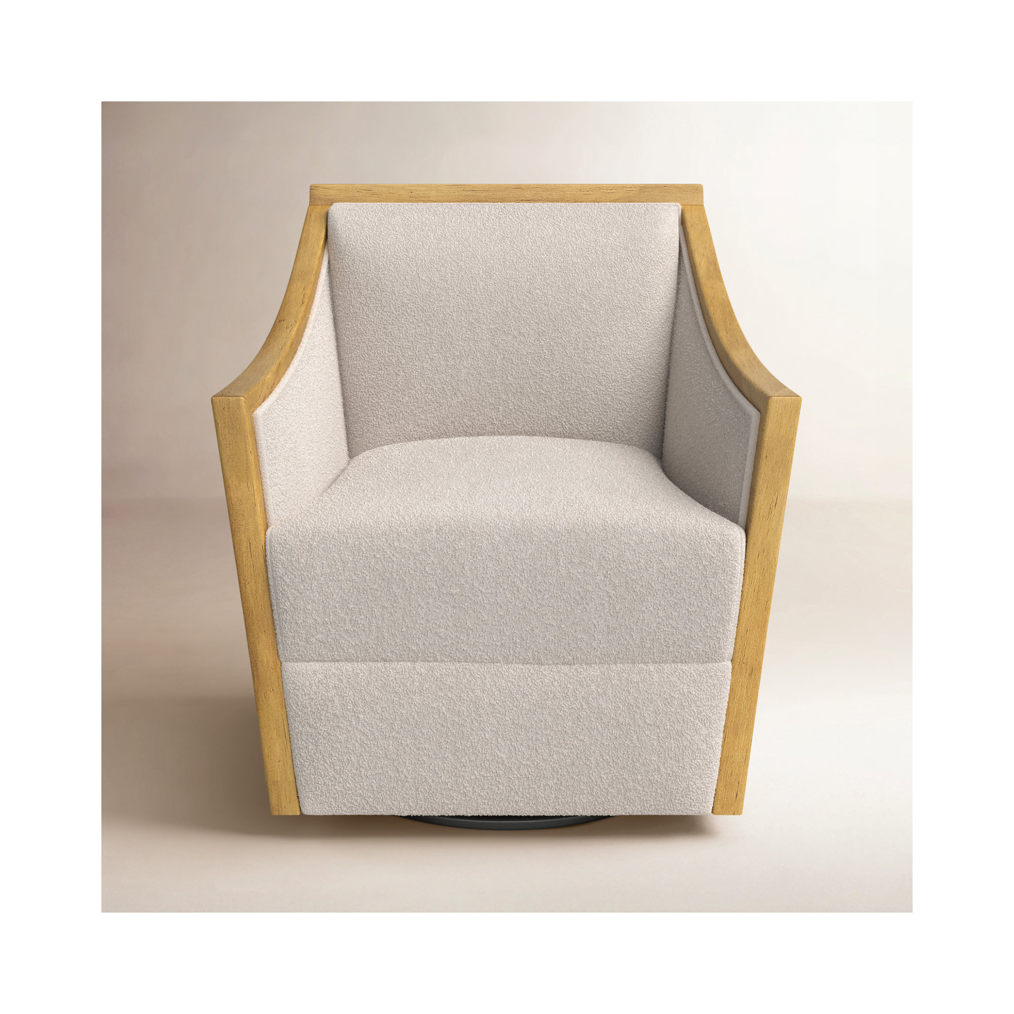 Upholstered Swivel Armchair, Beige Linen Blend