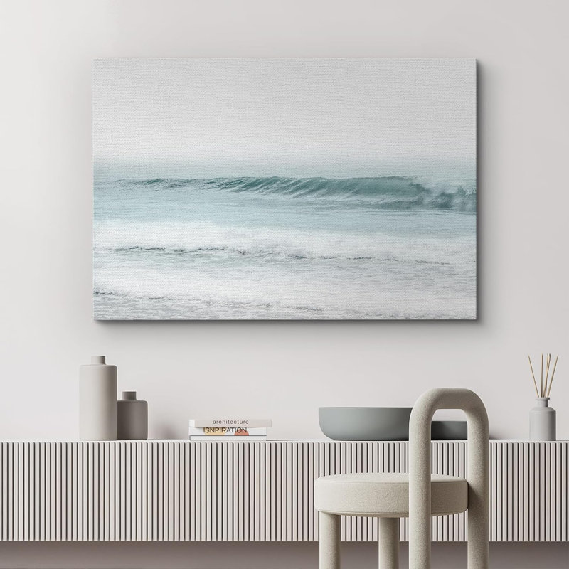 «Coastal Beach Ocean Wave On Washed Out Beach Nature», reproduction sur toile, H 16 po x l 24 po x P 1,5 po, Toile tendue