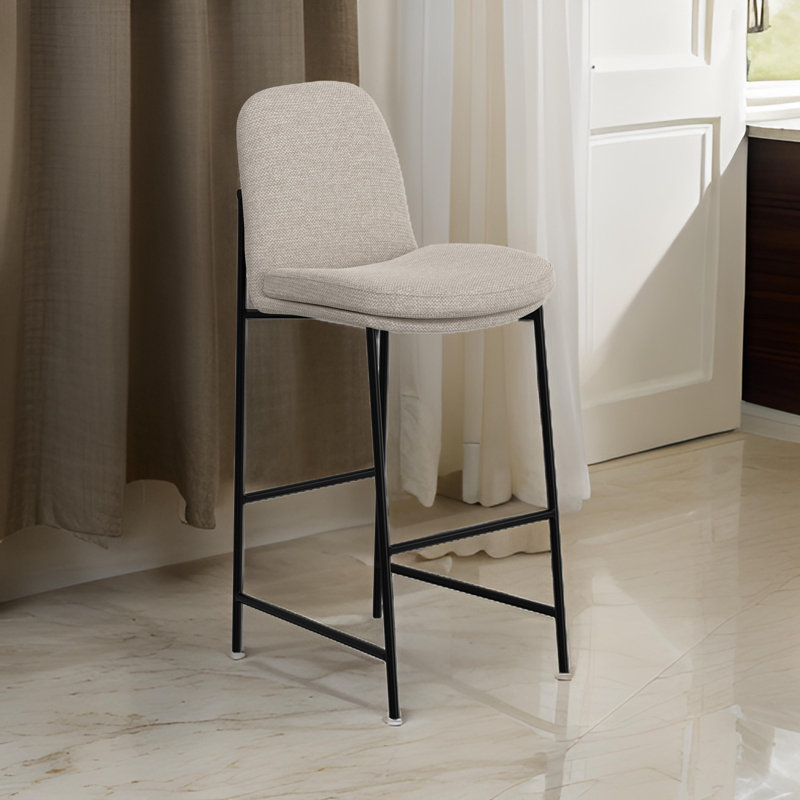 Chaise de bar Revee, fer noir, résistante à l'eau, Tabouret de bar (hauteur de siège 30 po), Similicuir hickory