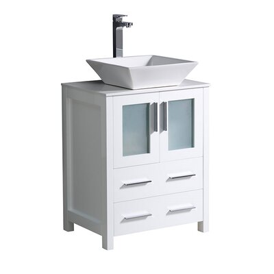 Fresca Torino 24"" Free-Standing Single Vessel Sink Bathroom Vanity Set -  FCB6224WH-CWH-V