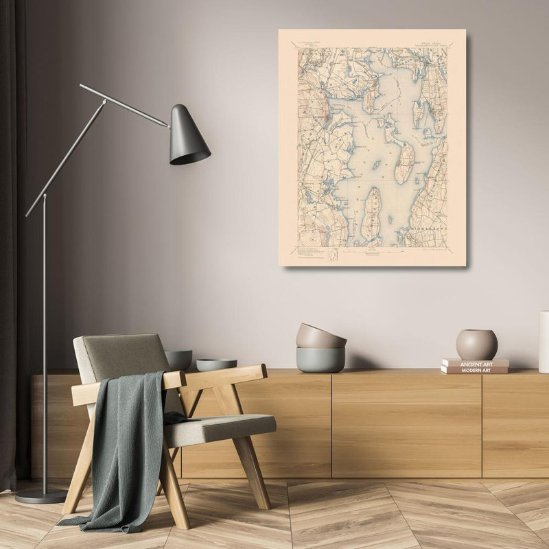 «Red Barrel Studio® USGS Gallery», art sur toile tendue: Narragansett Rhode Island Quad, USGS, H 24 po x l 20 po