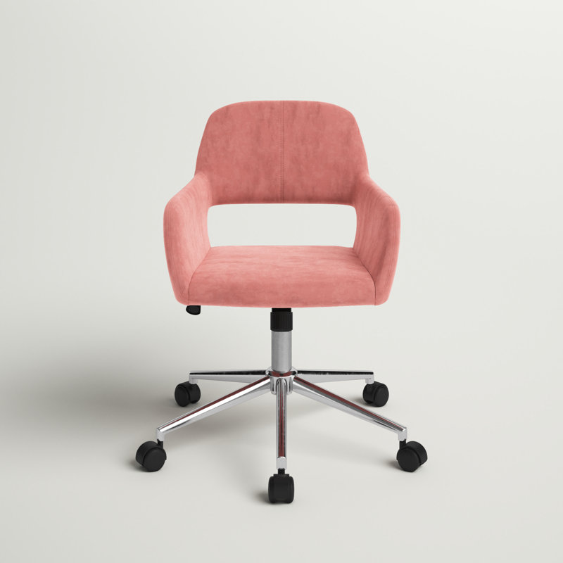Primeaux Velvet Scandinavian Desk Chair, Rose