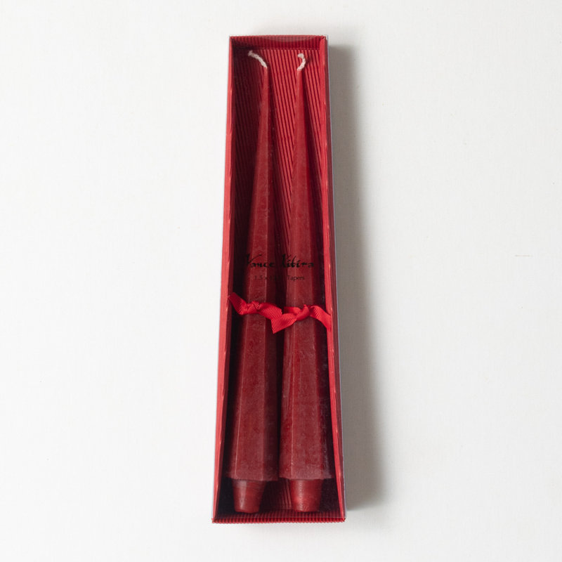 Ensemble de 2 chandelles coniques non parfumées, Rouge