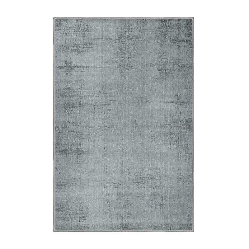 Machine Washable Abstract Grey Area Rug, Rectangle 5' x 8'