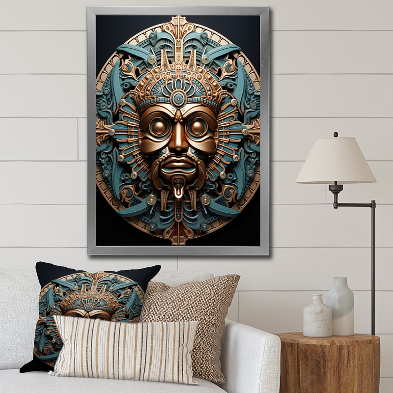 Native Force Mask II - reproduction sur toile, Cadre photo argenté, H 44 po x l 34 po x P 1,5 po