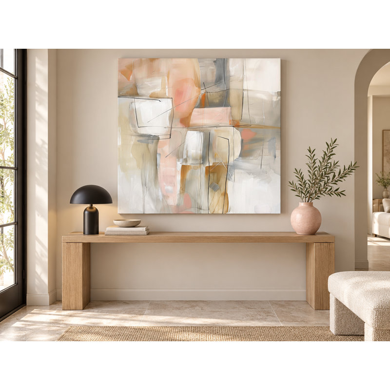Soft Composition Neutral Abstract Wrapped Canvas Print, 40"W x 40"H x 1.5"D