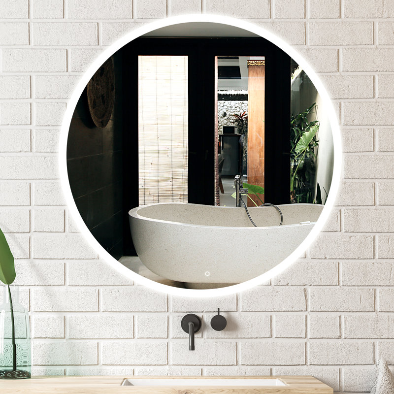 Naliyah Round IP44, 6000K-6500K, Energy Saving Copper-Free Silver LED Bathroom / Vanity Mirror, 36" x 36"