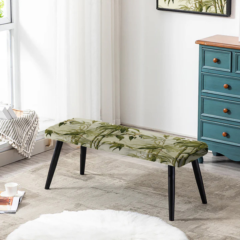 Bambou Elegance Tropical Motif V - Banc rembourré noir Tropical