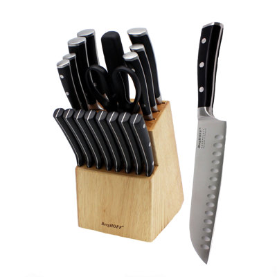 BergHOFF Essentials 18Pc Stainless Steel Triple Riveted Cutlery Block Set with 8 Steak Knives