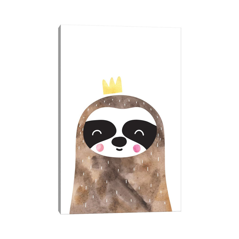 Scandi Sloth - impression d'art graphique, Toile tendue, Pas de tapis, H 26 po x l 18 po x 1,5 po