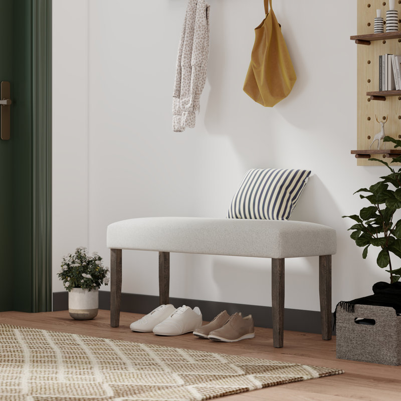 Mitton Contemporary Upholstered Dining Bench, Grey