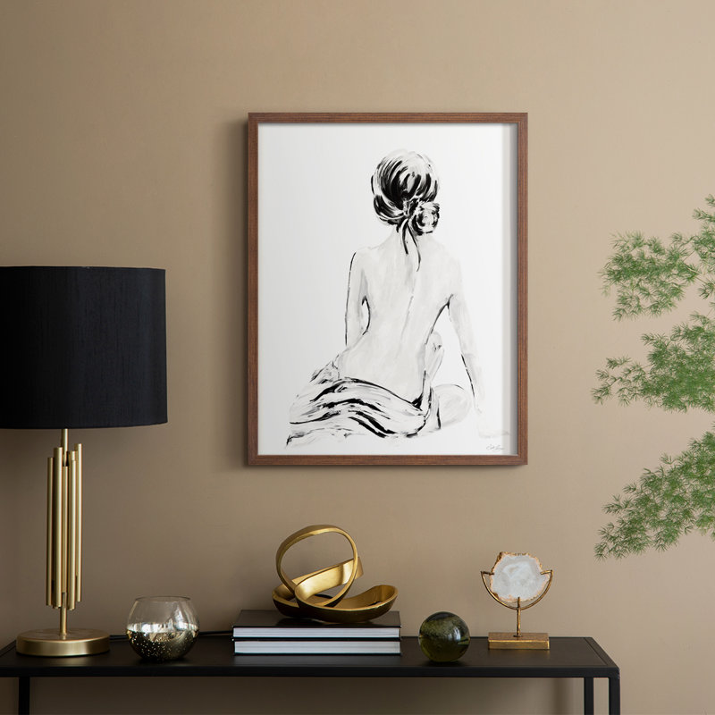 Impressionniste, impressionnant, nu doux I, impression encadrée - bois massif, Walnut, H 21 po x l 17 po