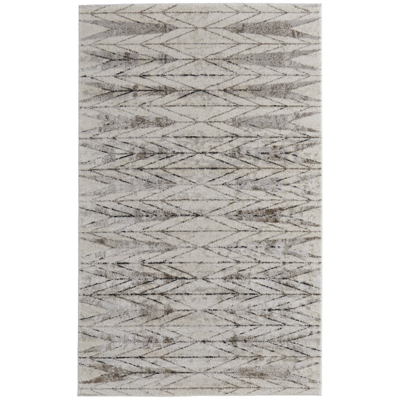 Tapis décoratif moderne à motif géométrique Leoner, Rectangle 4 pi x 6 pi