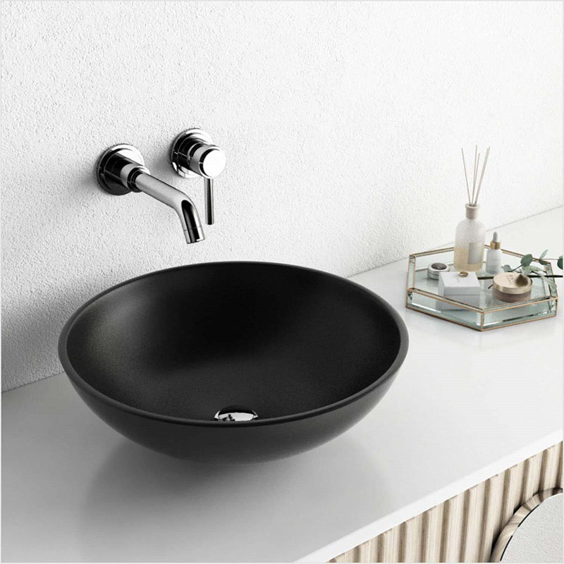 Lavabo vasque en verre vasque moderne en verre trempé, vasque ronde en verre trempé