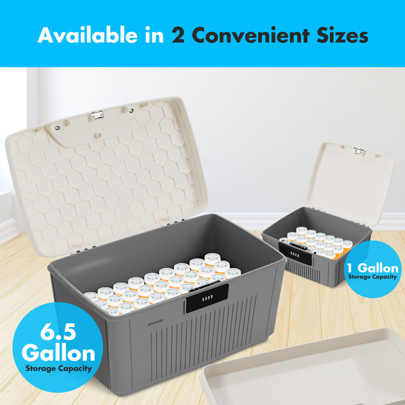 SereneLife Locking Storage Container Bin, Gray