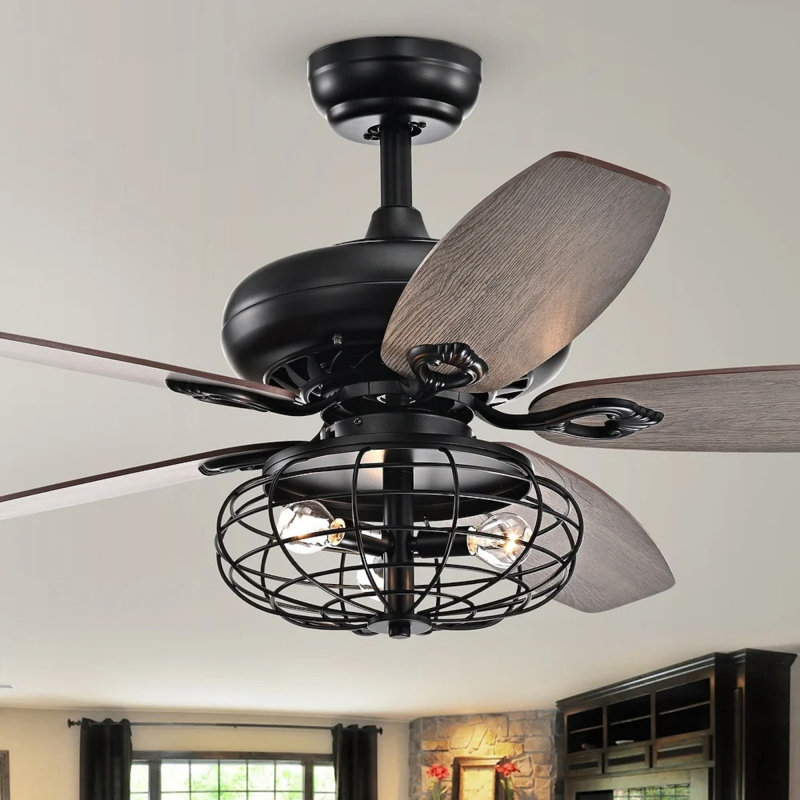 Ventilateur de plafond standard à 5 pales de 52 po avec télécommande et ensemble d'éclairage inclus