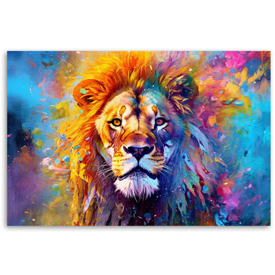 Colorful Lion Abstraction - Wrapped Canvas Print