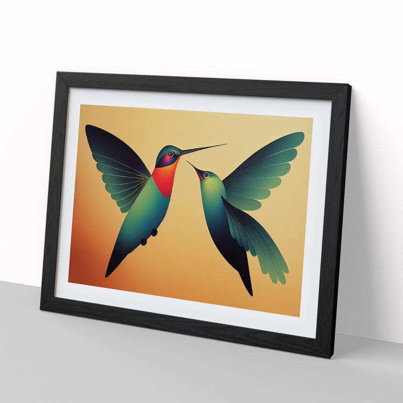 Unique Hummingbirds Abstract - Framed Print, Black, 34cm H x 46cm W x 2cm D