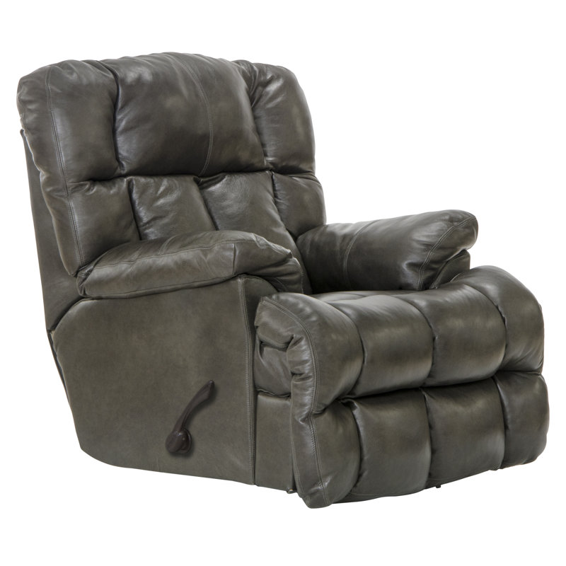 Fauteuil inclinable Reem, Manuel, Cuir véritable acier