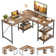 Haigh L Shaped Desk with Shelves 86.6 Inch, Reversible Corner Computer Desk or 2 Person Long Table
