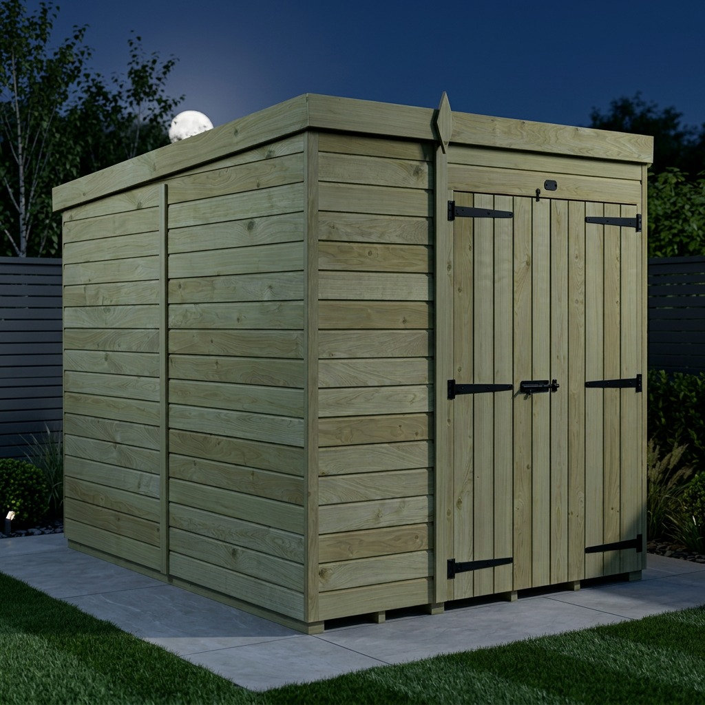 Total Sheds 6ft x 7ft Pent Garden Shed - Double Door - No Windows - Pressure Treated Timber - UK Manufactured