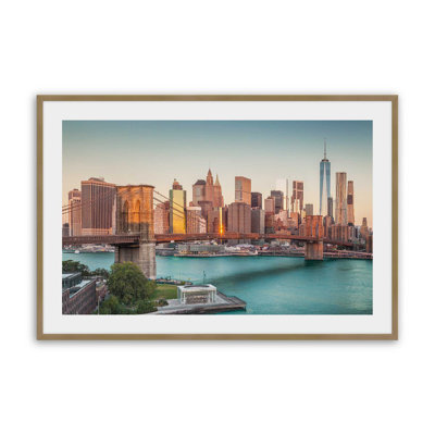 Iconic Manhattan Bridge Print in a Brushed Gold Frame