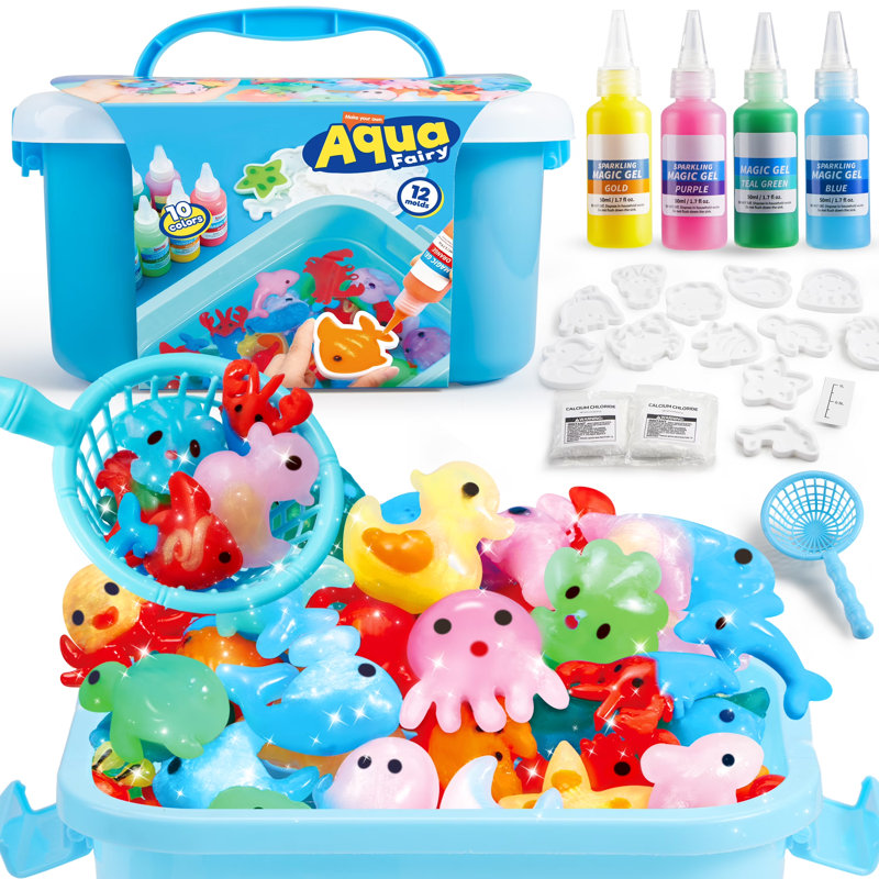 Ensemble de jouets Magic Water Elf, aqua Fairy Water avec 10 gels magiques, 12 moules de créature marine, cadeau d'anniversaire de Noël pour enfants de 3 ans et plus
