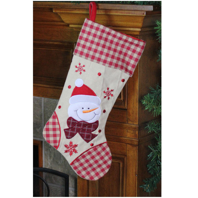 Chaussette de Noël 17 "rouge et beige