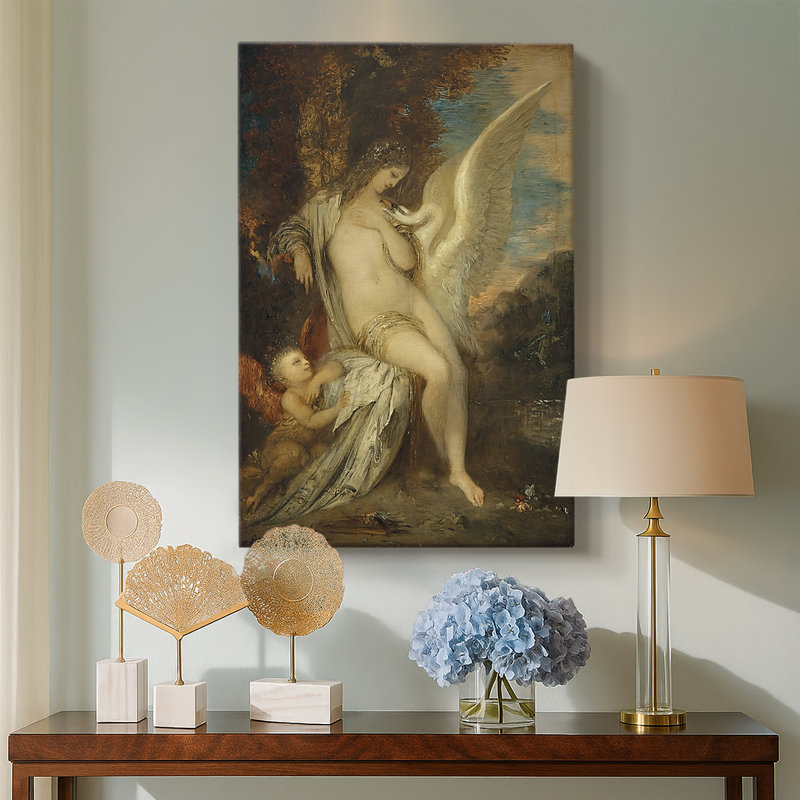 Leda avec le cygne - toile tendue par Gustave Moreau, 24 po x 36 po