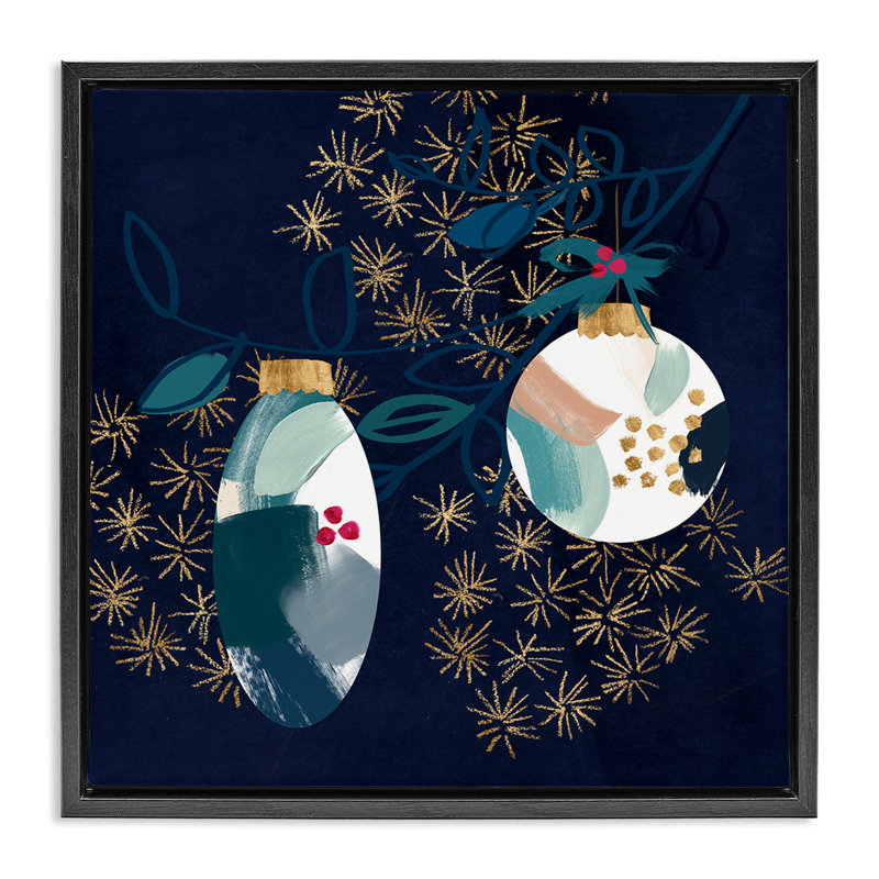 Art mural sur toile flottant encadré à motifs bleus par Jennifer Paxton Parker, Cadre flottant noir de jais