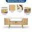 Table basse ovale de 48 pouces avec rangement, table basse de luxe moderne avec tiroir et plateau en faux marbre, table centrale cannelée avec profil courbé pour le salon - Chêne naturel