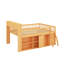Grand lit mezzanine avec tablettes de rangement et armoire, structure de lit mezzanine basse en bois avec lumière DEL et échelle, espace spacieux sous le lit-1296910354-1296910349