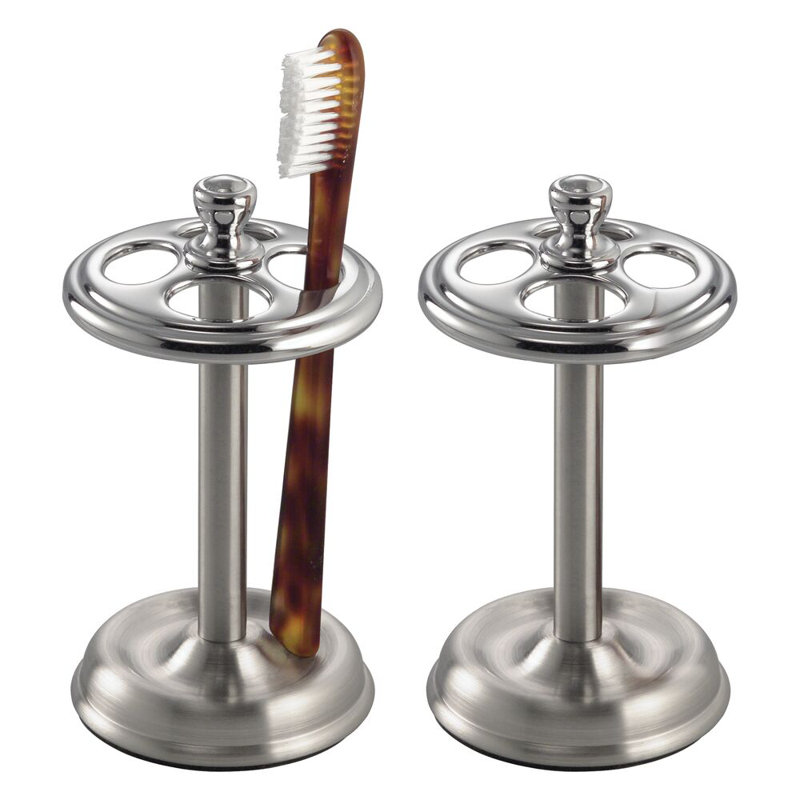 iDesign Toothbrush Holder with 4 Sections - Set of 2 - Split Finish