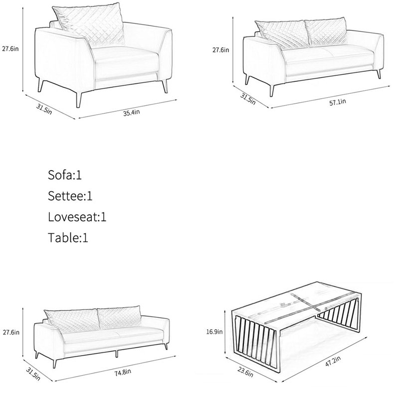 Simple modern office hotel sofa combination