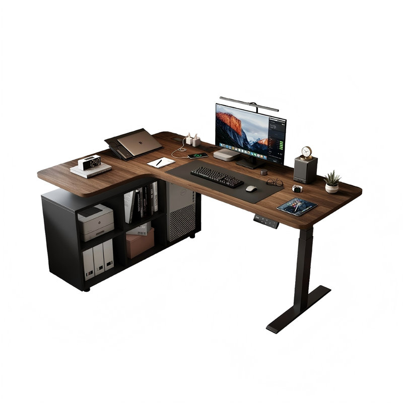 Bureau de coin électrique moderne en L moderne et minimaliste, H 46,85 po x l 55,12 po x P 43,31 po