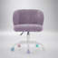 Fauteuil de bureau ergonomique en fausse fourrure de lapin avec dossier réglable et massage lombaire, violet