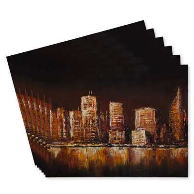 City in Earth Colors Polyester Kundra - Set of 6 Decor
