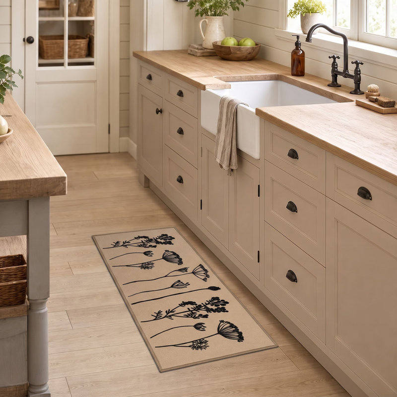 Tapis de cuisine Wildflowers, Brun clair et noir